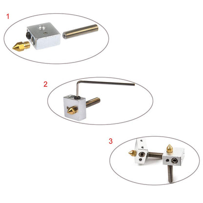 Kit accesorii imprimanta 3D MK8 cu 5 bloc de incalzire V5, 5 bloc transfer termic, 5 duze 0.4mm si 2 imbusuri