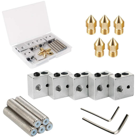 Kit accesorii imprimanta 3D MK8 cu 5 bloc de incalzire V5, 5 bloc transfer termic, 5 duze 0.4mm si 2 imbusuri
