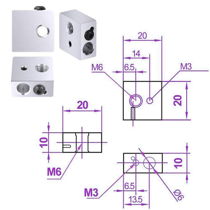 Kit accesorii imprimanta 3D MK8 cu 5 bloc de incalzire V5, 5 bloc transfer termic, 5 duze 0.4mm si 2 imbusuri