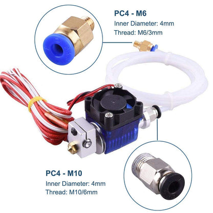 Kit de accesorii pentru imprimanta 3D MK8, cu 10 duze 0.4mm, 3 bloc de incalzire, 3 tija filetata cu teflon, 3 protectii silicon, 4 conectori PC4, 10 tije curatare, tub teflon si unelte