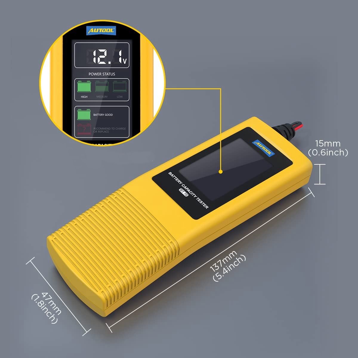 Tester baterie auto 12-24V, cu ecran LCD, pentru acumulator auto, camion, rulota, domeniu masurare 8V-30V cu functie sonora