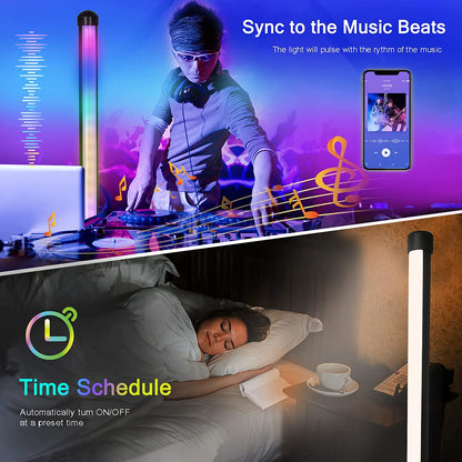 Lampa de podea LED RGB cu Bluetooth si telecomanda, 356 moduri iluminare, 10 niveluri luminozitate, control muzical, slim, 156 cm