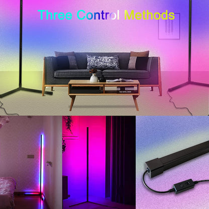 Lampa de podea LED RGB cu Bluetooth si telecomanda, 356 moduri iluminare, 10 niveluri luminozitate, control muzical, slim, 156 cm