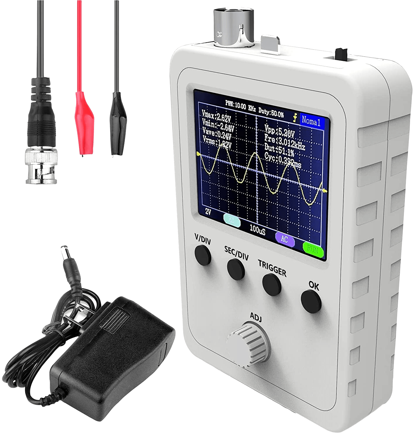 Osciloscop digital cu ecran 2,4 inch, 1 canal analogic, latime banda 0 - 200 kHz, Quimat DSO138