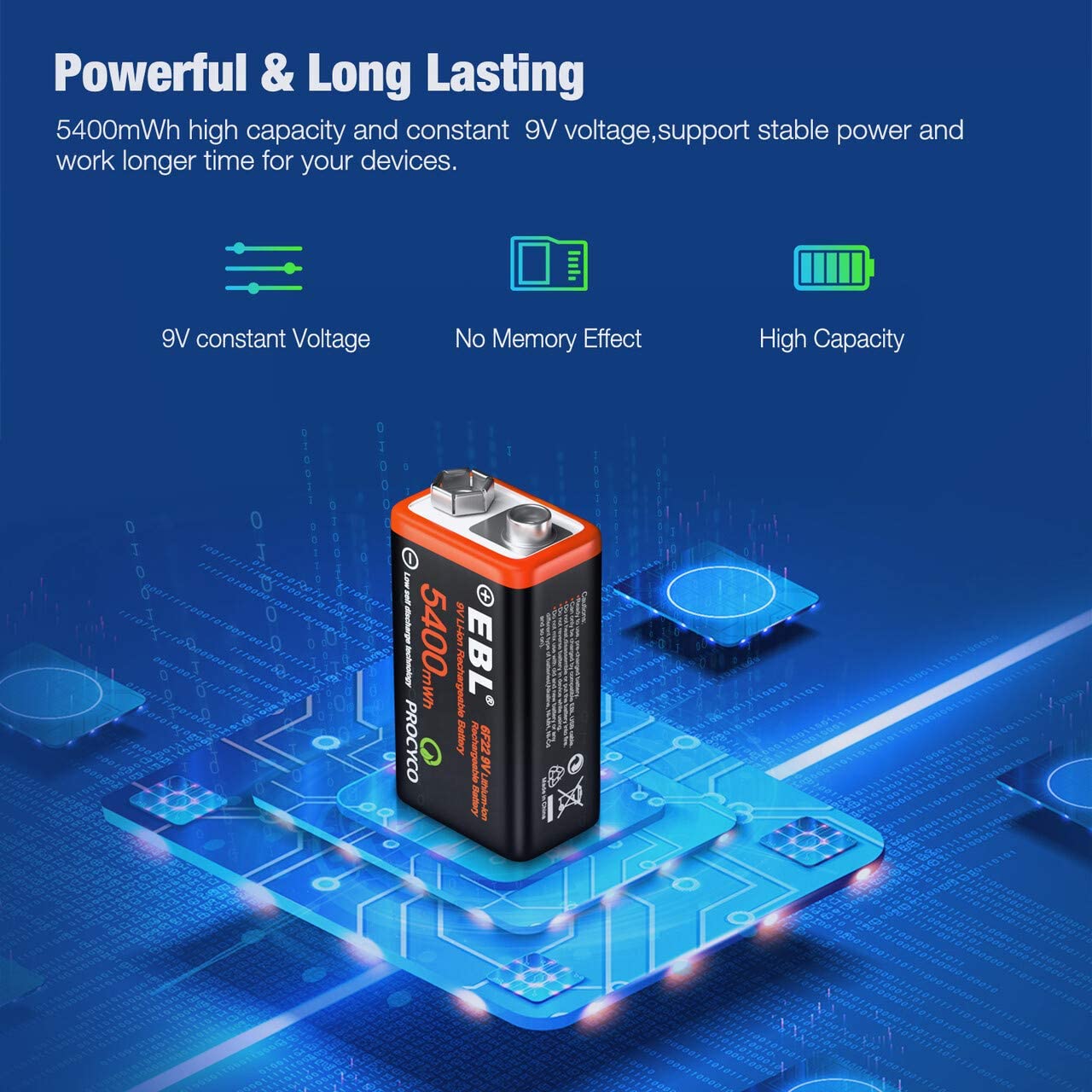 Set de 4 baterii 9V reincarcabile prin USB, 5400 mWh, incarcare rapida, cu cablu de incarcare 4 in 1