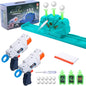 Set Blaster cu tinta plutitoare mobila, 2 pistoale, 10 sageti din spuma, 10 bile si 3 tinte fixe, compatibil Nerf, pentru copii +6 ani