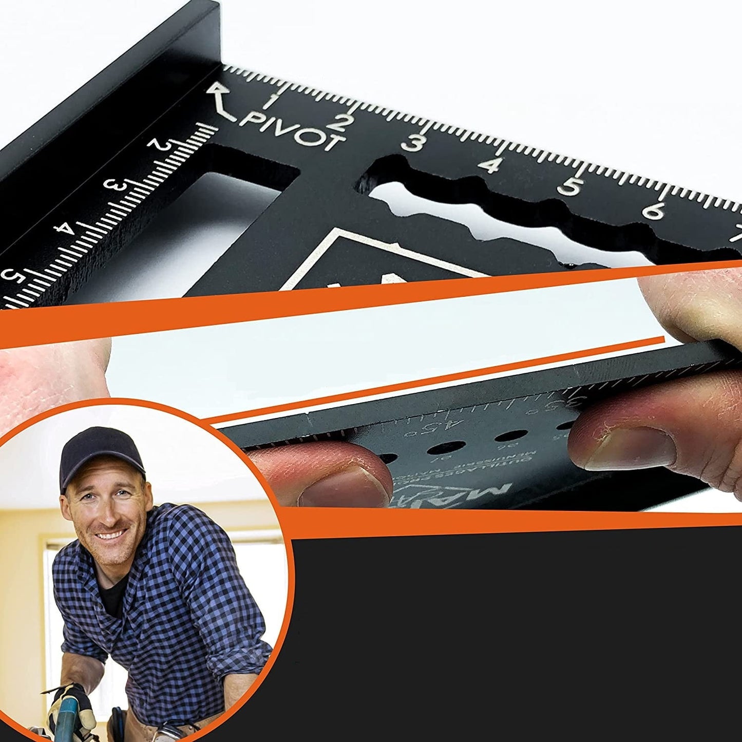 Set echer de tamplarie din aluminiu metric 180 mm si creion mecanic, vinclu multifunctional de dulgherie