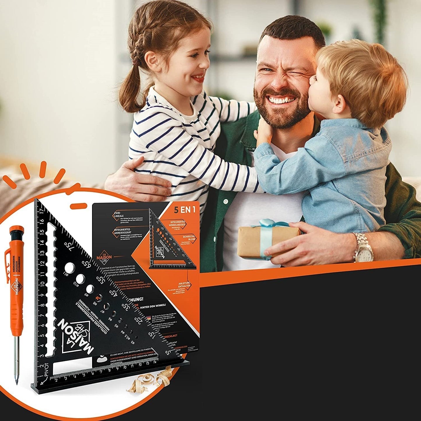 Set echer de tamplarie din aluminiu metric 180 mm si creion mecanic, vinclu multifunctional de dulgherie