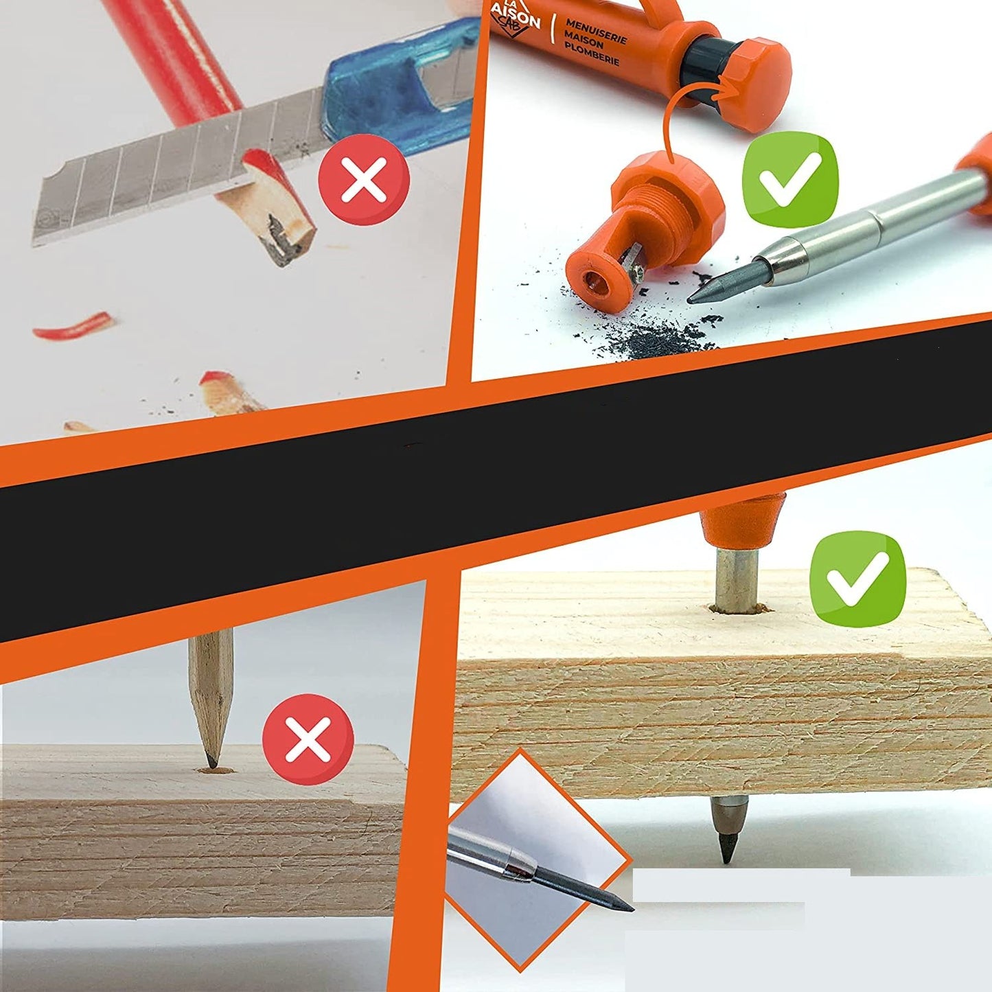 Set echer de tamplarie din aluminiu metric 180 mm si creion mecanic, vinclu multifunctional de dulgherie