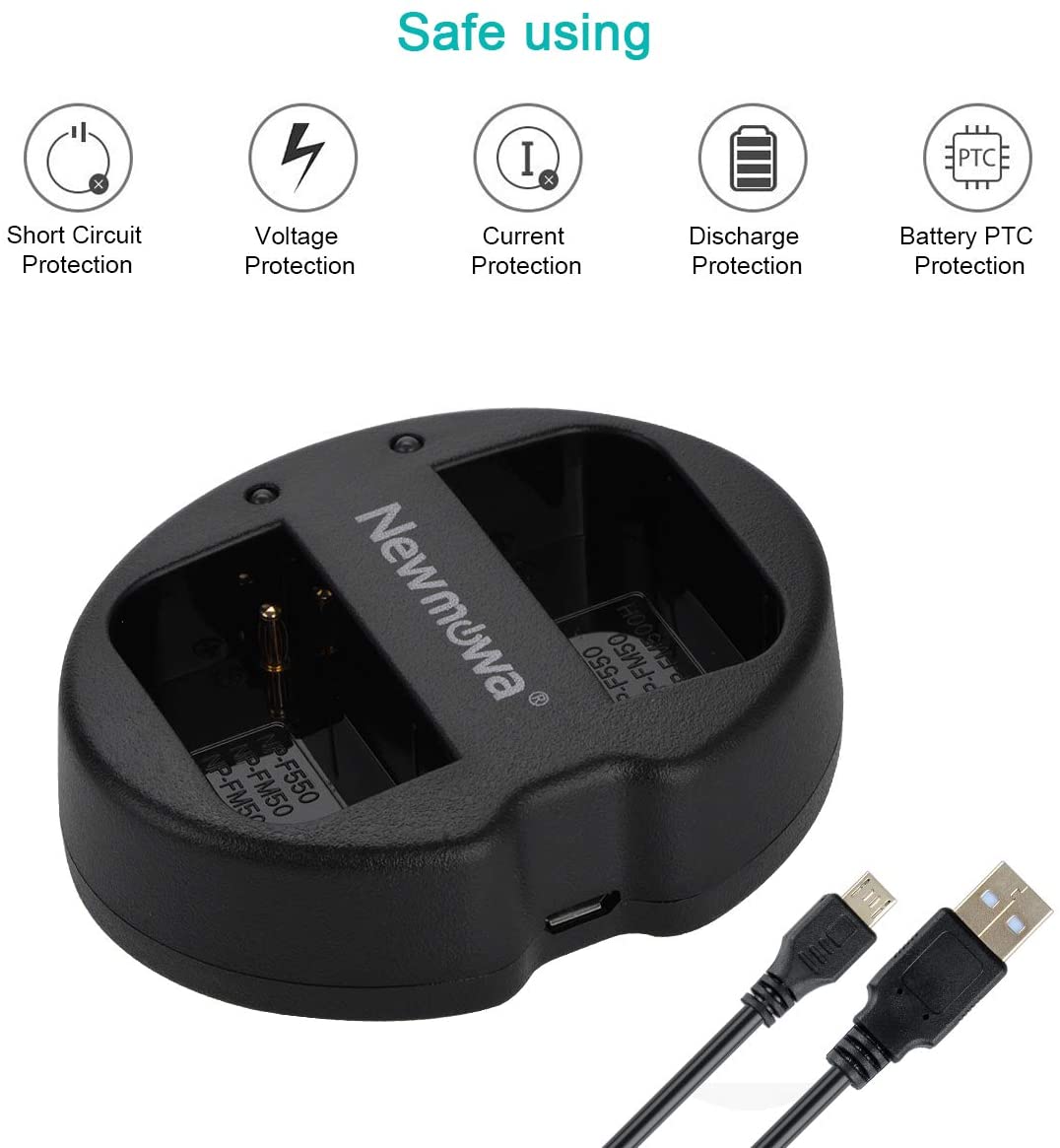 Set de 2 acumulatori NP-FM50 2400 mAh si incarcator dublu pentru Sony NP-FM30, NP-FM51, NP-QM50, NP-QM51, CCD-TRV128, CCD-TR108, CCD-TR208, CCD-TR408, CCD-TR748, CCD-TRV106, CCD-TRV107, CCD-TRV108