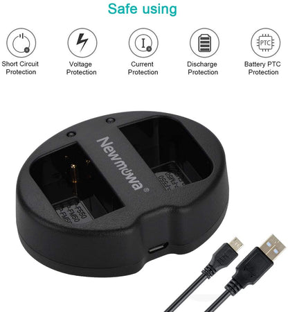Set de 2 acumulatori NP-FM50 2400 mAh si incarcator dublu pentru Sony NP-FM30, NP-FM51, NP-QM50, NP-QM51, CCD-TRV128, CCD-TR108, CCD-TR208, CCD-TR408, CCD-TR748, CCD-TRV106, CCD-TRV107, CCD-TRV108