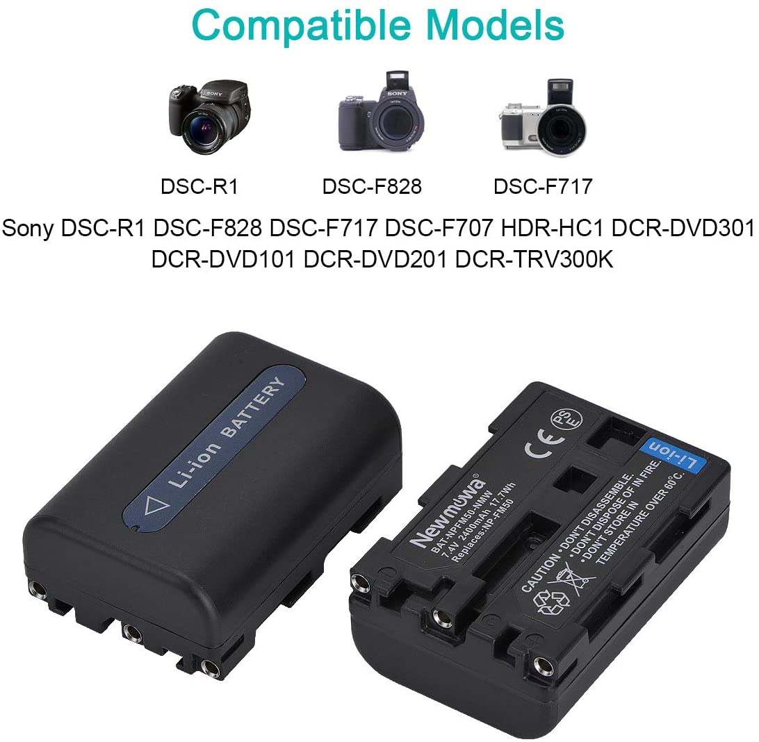 Set de 2 acumulatori NP-FM50 2400 mAh si incarcator dublu pentru Sony NP-FM30, NP-FM51, NP-QM50, NP-QM51, CCD-TRV128, CCD-TR108, CCD-TR208, CCD-TR408, CCD-TR748, CCD-TRV106, CCD-TRV107, CCD-TRV108