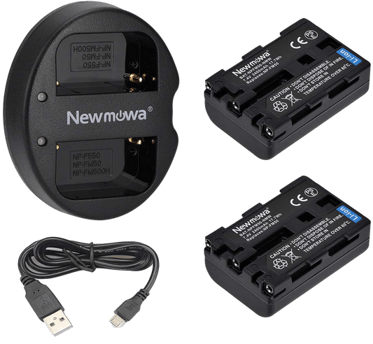 Set de 2 acumulatori NP-FM50 2400 mAh si incarcator dublu pentru Sony NP-FM30, NP-FM51, NP-QM50, NP-QM51, CCD-TRV128, CCD-TR108, CCD-TR208, CCD-TR408, CCD-TR748, CCD-TRV106, CCD-TRV107, CCD-TRV108