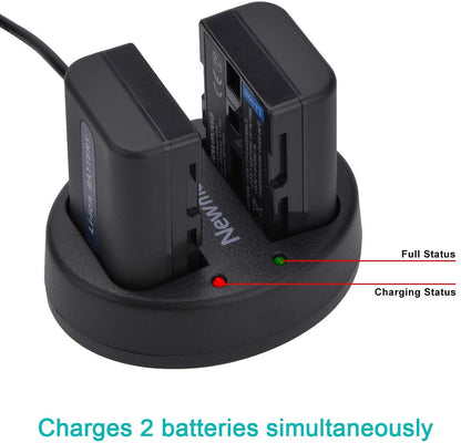 Set de 2 acumulatori NP-FM50 2400 mAh si incarcator dublu pentru Sony NP-FM30, NP-FM51, NP-QM50, NP-QM51, CCD-TRV128, CCD-TR108, CCD-TR208, CCD-TR408, CCD-TR748, CCD-TRV106, CCD-TRV107, CCD-TRV108