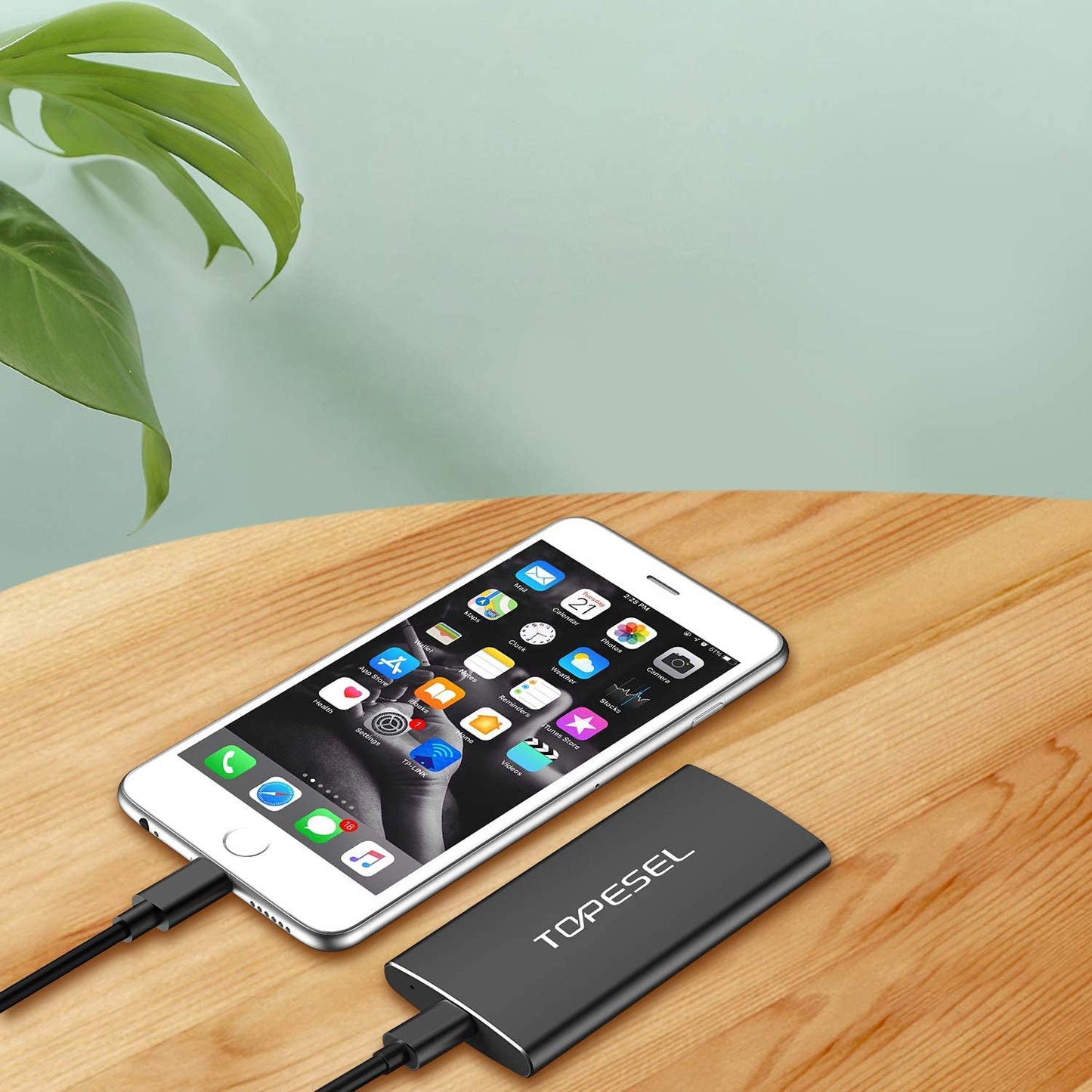 SSD Extern 1TB Topesel, 500 MB/s cu USB C, portabil, de mare viteza, din aluminiu, pentru PC, laptop, smartphone, negru