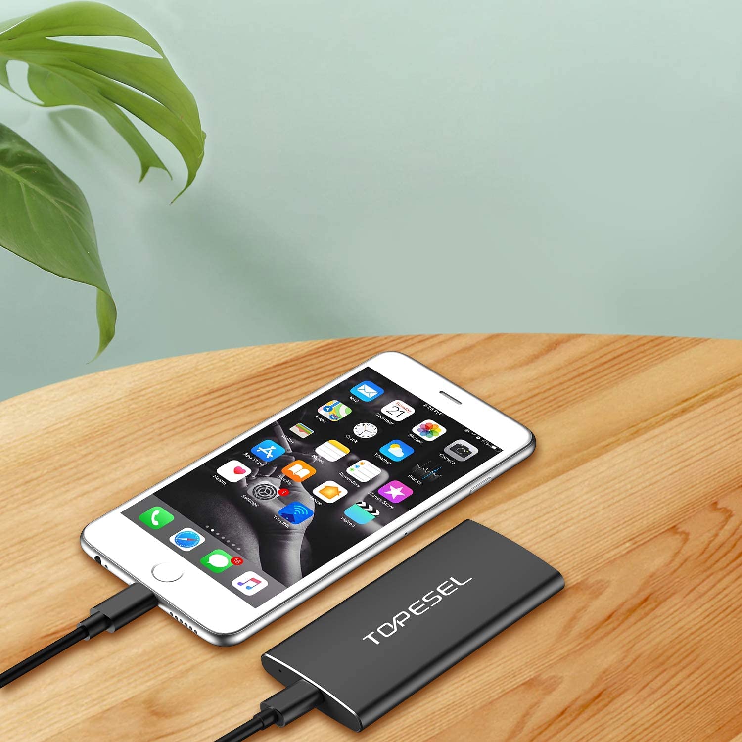 SSD Extern 1TB Topesel, 500 MB/s cu USB C, portabil, de mare viteza, din aluminiu, pentru PC, laptop, smartphone, negru