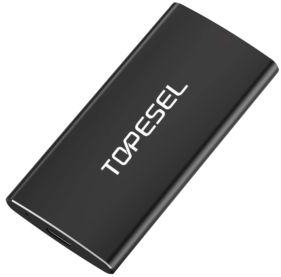 SSD Extern 1TB Topesel, 500 MB/s cu USB C, portabil, de mare viteza, din aluminiu, pentru PC, laptop, smartphone, negru