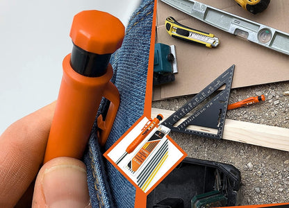Set creion mecanic cu 7 mine si ascutioare, creion de tamplarie universal pentru marcare lemn, metal, beton, marker gauri andanci robust