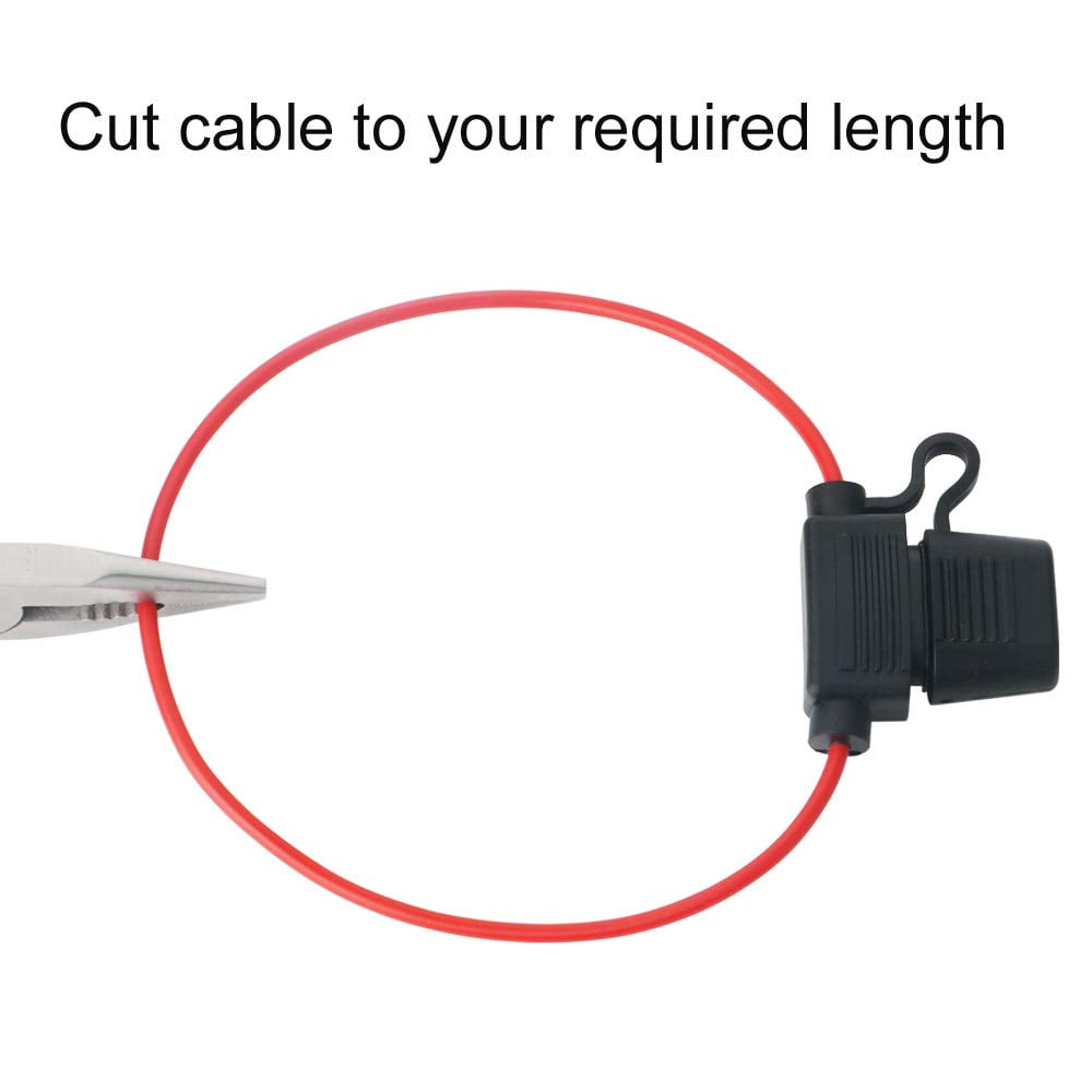 Set de 10 soclu sigurante auto, suport siguranta pe fir cu carcasa turnata si cablu de 28 cm, 16 AWG, 12-32 V