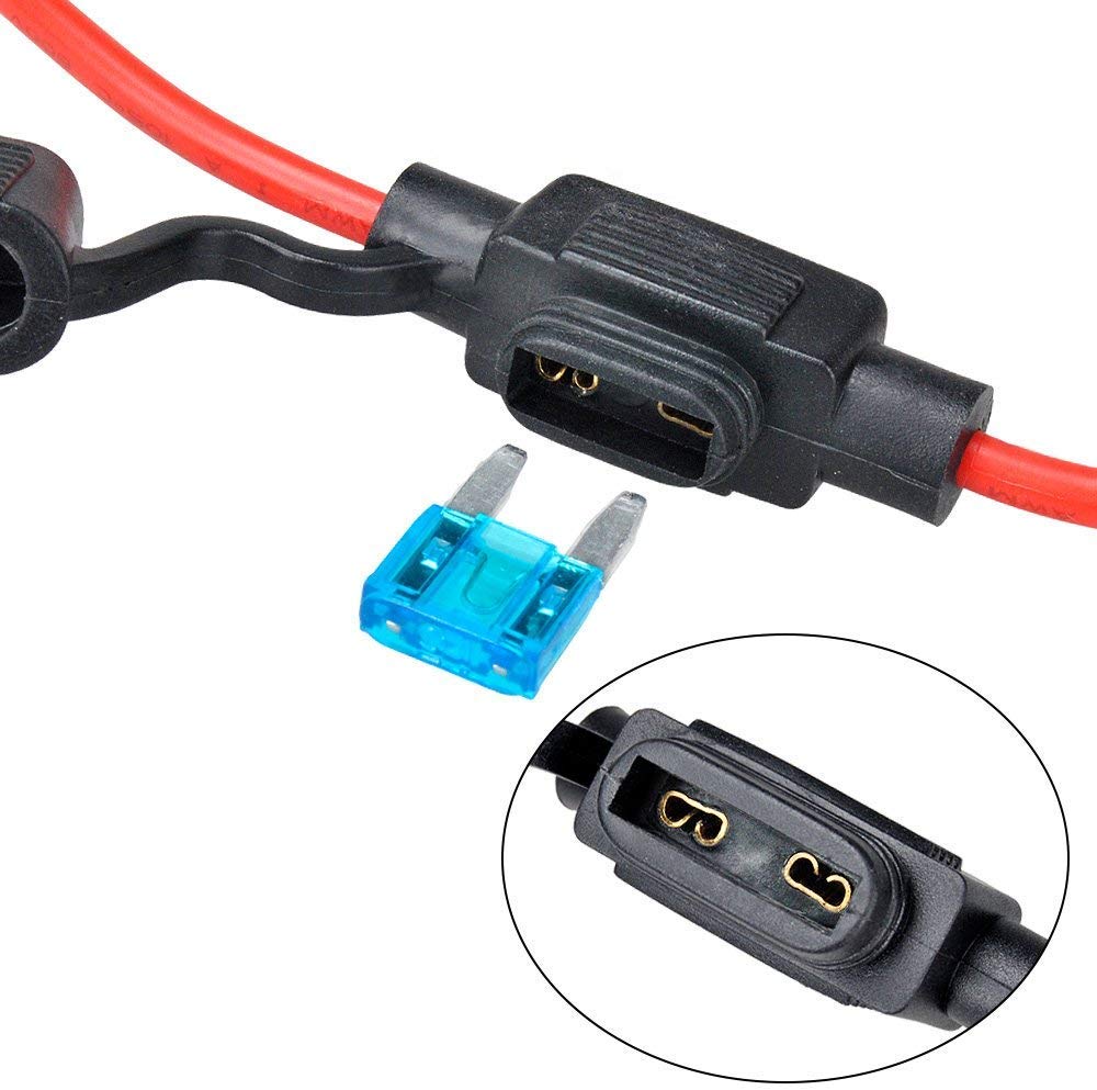 Set de 10 soclu sigurante auto, suport siguranta pe fir cu carcasa turnata si cablu de 28 cm, 16 AWG, 12-32 V