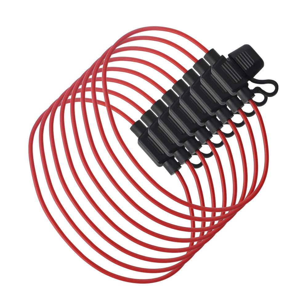 Set de 10 soclu sigurante auto, suport siguranta pe fir cu carcasa turnata si cablu de 28 cm, 16 AWG, 12-32 V