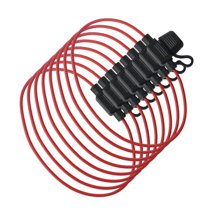 Set de 10 soclu sigurante auto, suport siguranta pe fir cu carcasa turnata si cablu de 28 cm, 16 AWG, 12-32 V