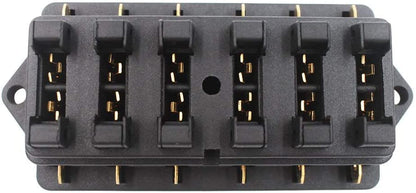 Set panou sigurante auto cu 6 iesiri 12-32V, cu 10 sigurante si capac de protectie, pentru masina, camion, caravana (1-40 A)