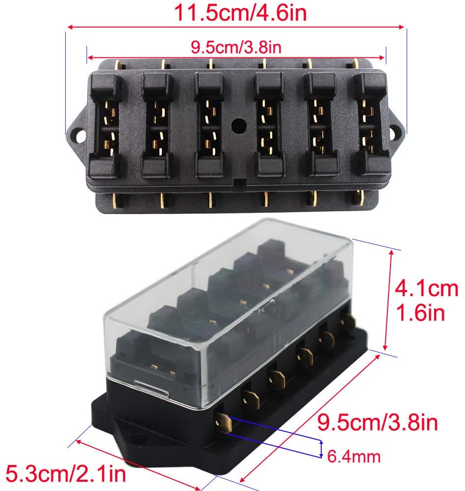 Set panou sigurante auto cu 6 iesiri 12-32V, cu 10 sigurante si capac de protectie, pentru masina, camion, caravana (1-40 A)