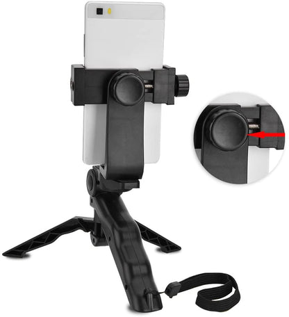 Trepied portabil pentru telefon, suport smartphone reglabil, compact si pliabil, negru