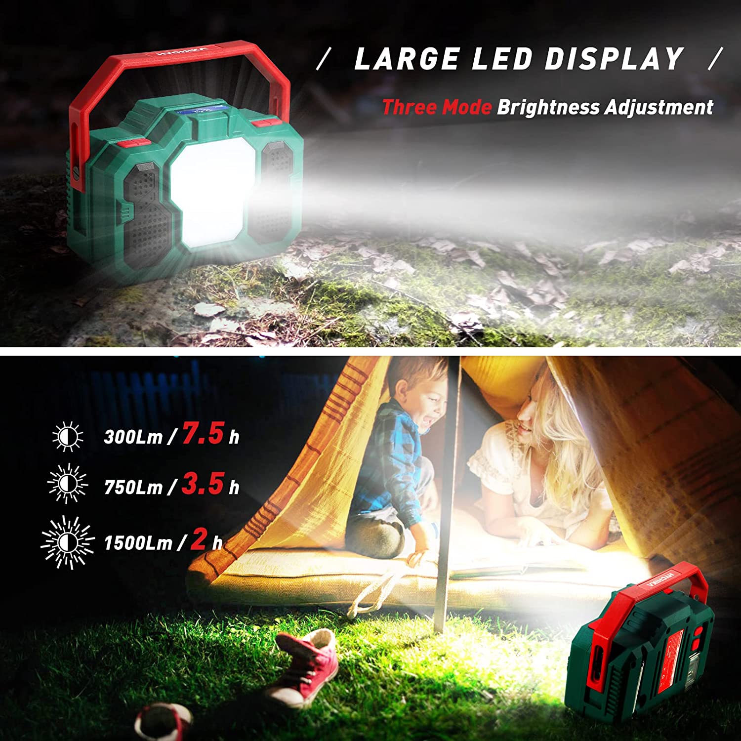 Radio camping portabil cu Bluetooth, lanterna LED 1500 Lm, powerbank 8000 mAh cu port USB, pentru calamitati naturale, drumetii, santier