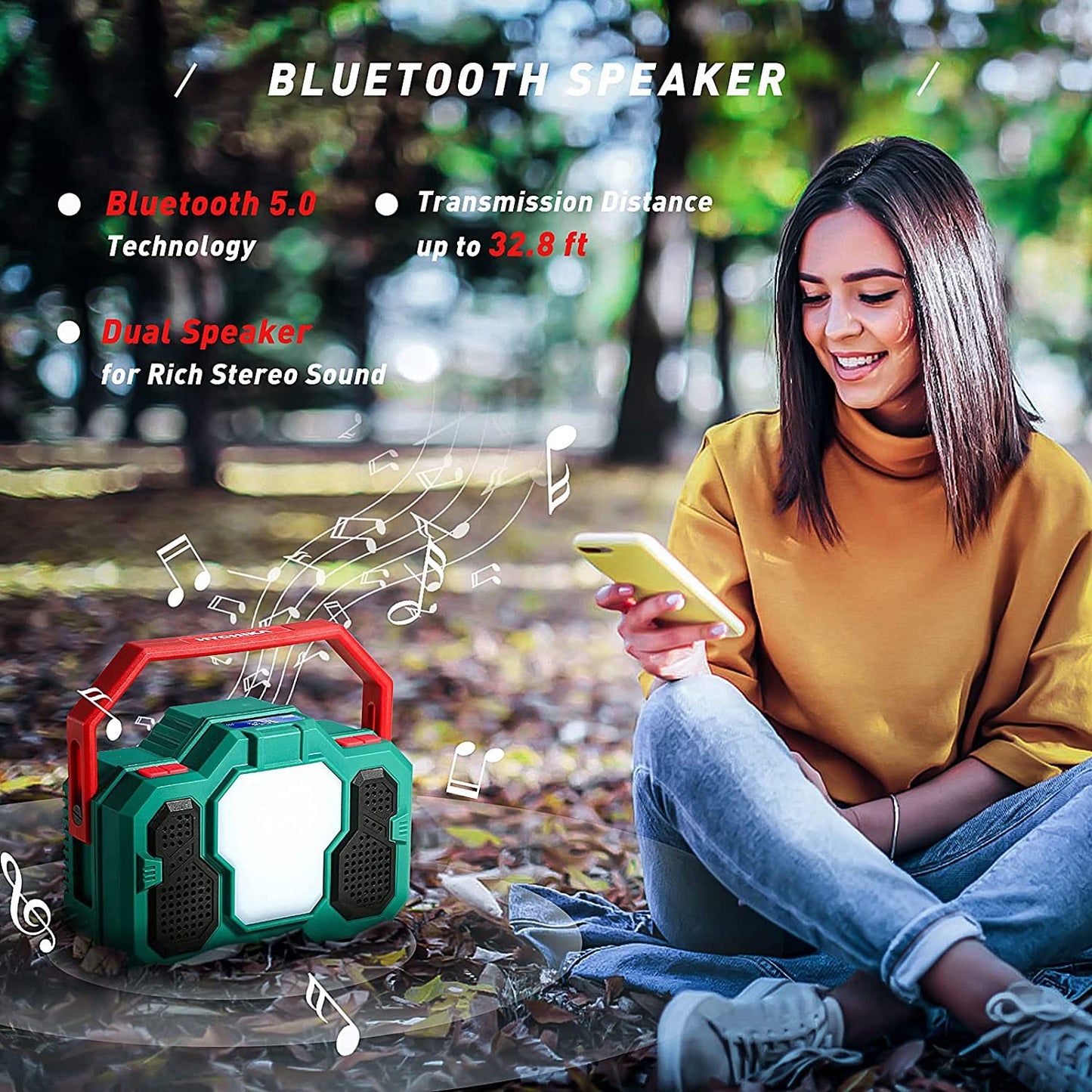 Radio camping portabil cu Bluetooth, lanterna LED 1500 Lm, powerbank 8000 mAh cu port USB, pentru calamitati naturale, drumetii, santier