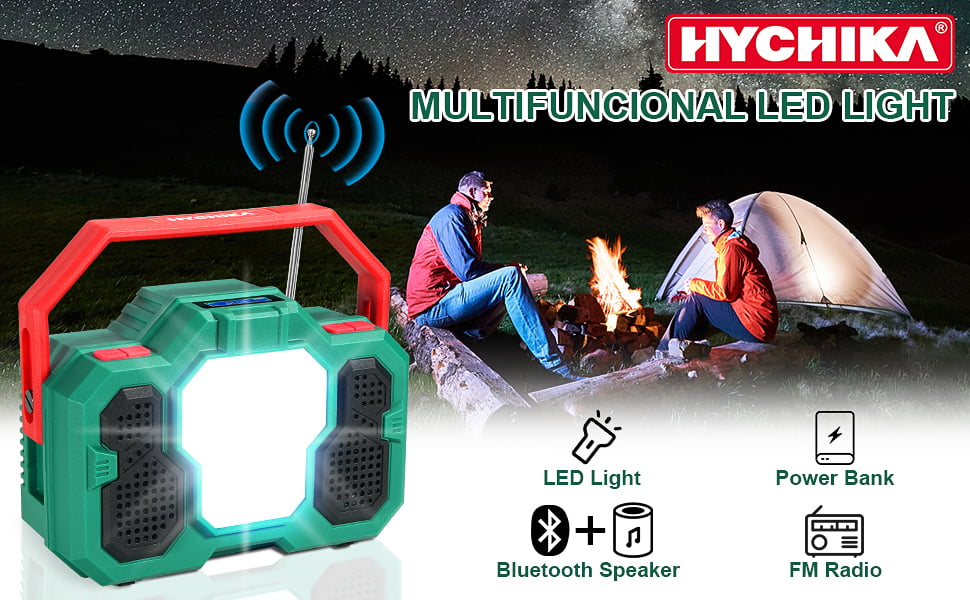 Radio camping portabil cu Bluetooth, lanterna LED 1500 Lm, powerbank 8000 mAh cu port USB, pentru calamitati naturale, drumetii, santier