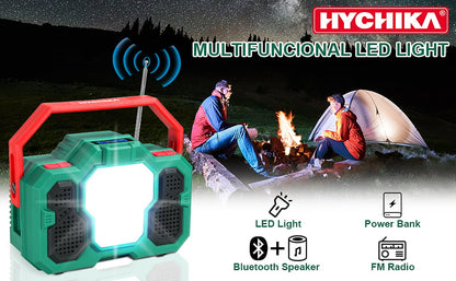 Radio camping portabil cu Bluetooth, lanterna LED 1500 Lm, powerbank 8000 mAh cu port USB, pentru calamitati naturale, drumetii, santier