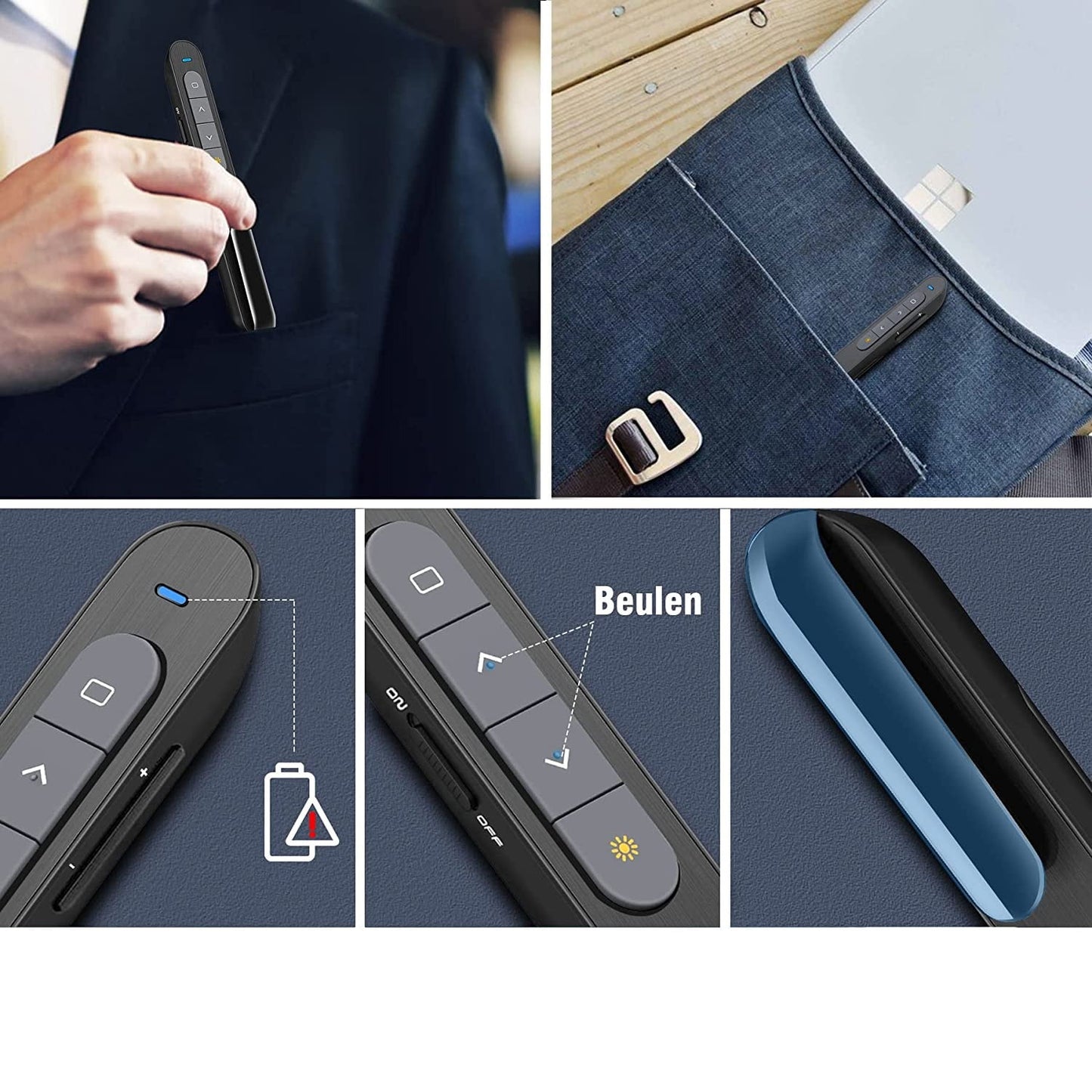 Presenter laser wireless, indicator cu control al volumului si butoane schimbare pagina, USB 2,4 GHz, negru