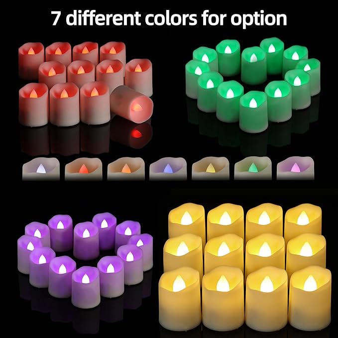 Set 6 lumanari LED RGB reincarcabile, cu telecomanda, efect de flacara, temporizator, intensitate reglabila pe 5 niveluri, pentru Halloween, Craciun, nunta, petrecere