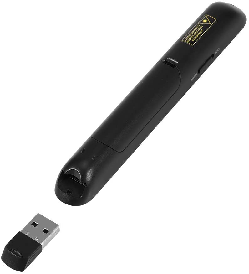 Laser de prezentare wireless 2.4GHz, presenter USB, 100m, pointer cu buton pornire oprire, negru
