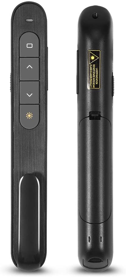 Laser de prezentare wireless 2.4GHz, presenter USB, 100m, pointer cu buton pornire oprire, negru