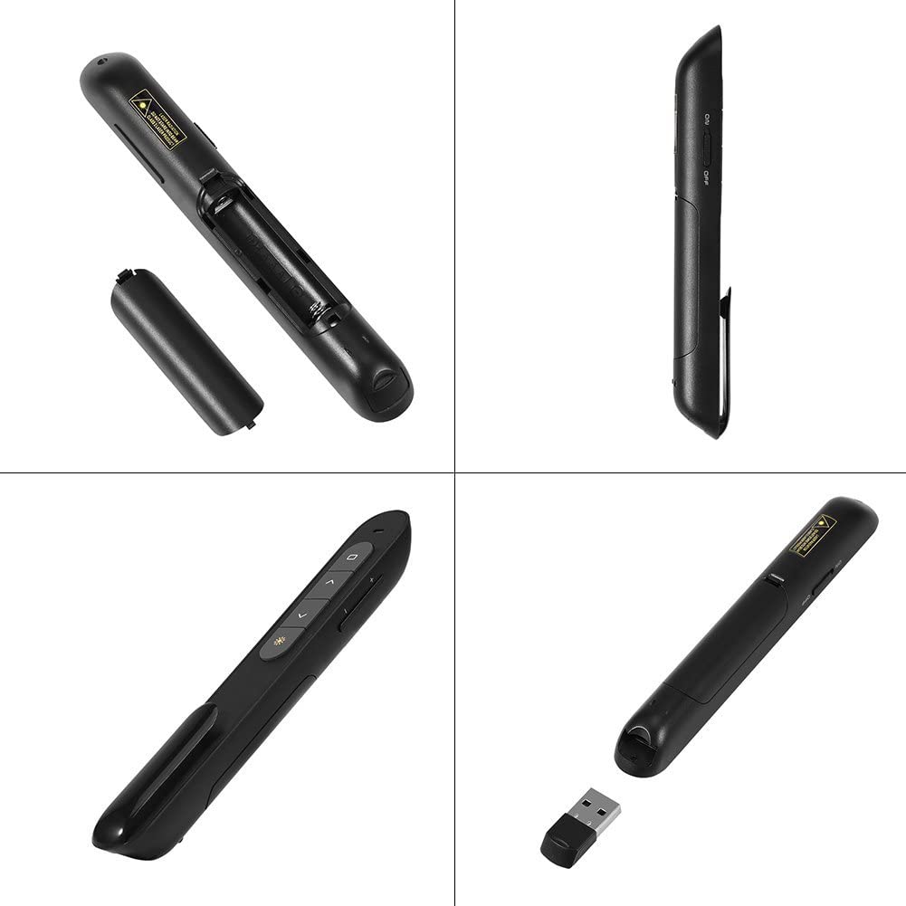 Laser de prezentare wireless 2.4GHz, presenter USB, 100m, pointer cu buton pornire oprire, negru