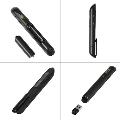 Laser de prezentare wireless 2.4GHz, presenter USB, 100m, pointer cu buton pornire oprire, negru