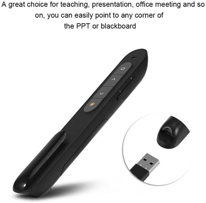 Laser de prezentare wireless 2.4GHz, presenter USB, 100m, pointer cu buton pornire oprire, negru