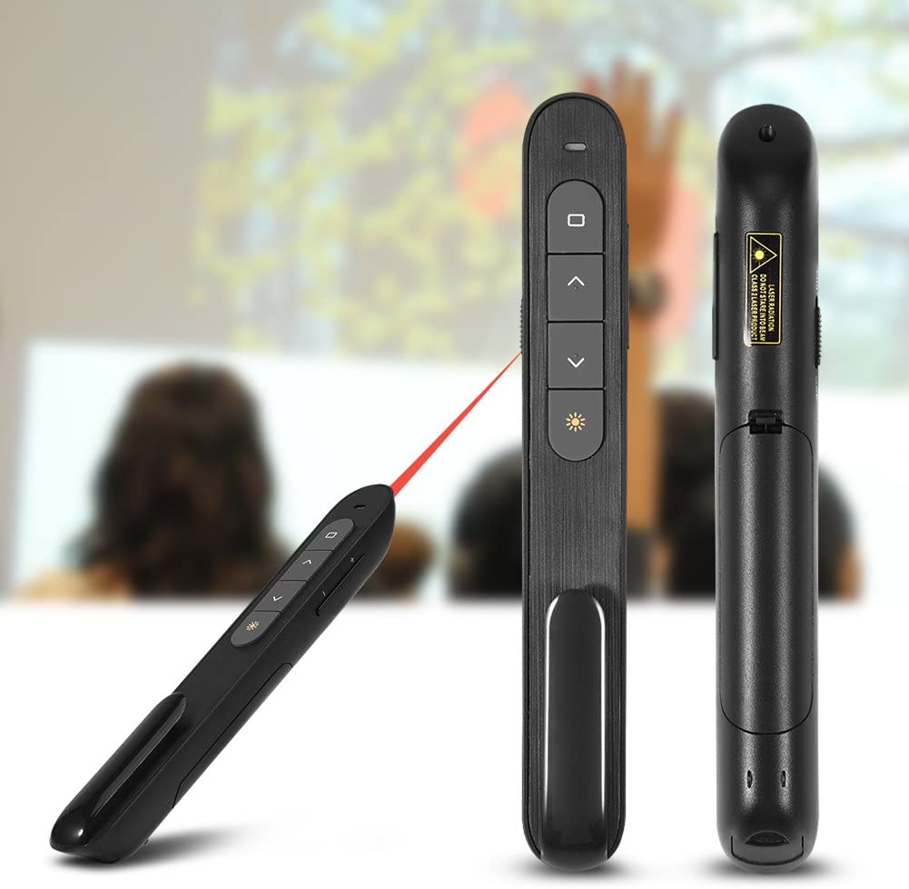 Laser de prezentare wireless 2.4GHz, presenter USB, 100m, pointer cu buton pornire oprire, negru