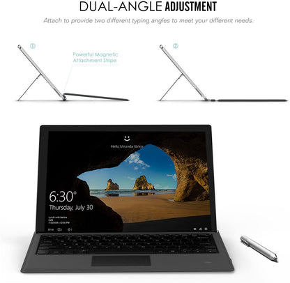 Tastatura Bluetooth compatibila cu  Surface Pro 7 Plus, 7, 6, a 5-a generatie 2017, 4, 3, Pro LTE, cu taste iluminate, baterie integrata, Querty, Gri