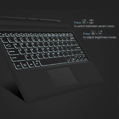 Tastatura Bluetooth compatibila cu  Surface Pro 7 Plus, 7, 6, a 5-a generatie 2017, 4, 3, Pro LTE, cu taste iluminate, baterie integrata, Querty, Gri