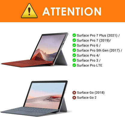 Tastatura Bluetooth compatibila cu  Surface Pro 7 Plus, 7, 6, a 5-a generatie 2017, 4, 3, Pro LTE, cu taste iluminate, baterie integrata, Querty, Gri
