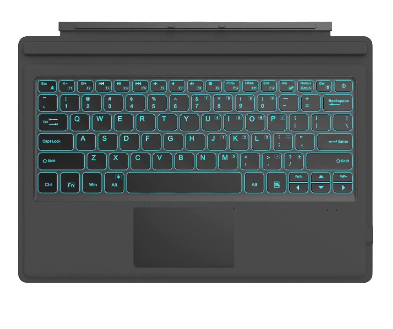 Tastatura Bluetooth compatibila cu  Surface Pro 7 Plus, 7, 6, a 5-a generatie 2017, 4, 3, Pro LTE, cu taste iluminate, baterie integrata, Querty, Gri