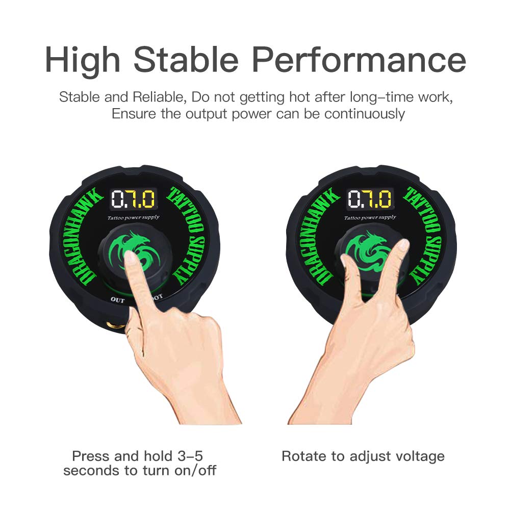 Sursa de alimentare pentru aparat de tatuaj RCA, reglabila, mod de lucru dual, stabilitate ridicata, Dragonhawk Airfoil Tattoo P087