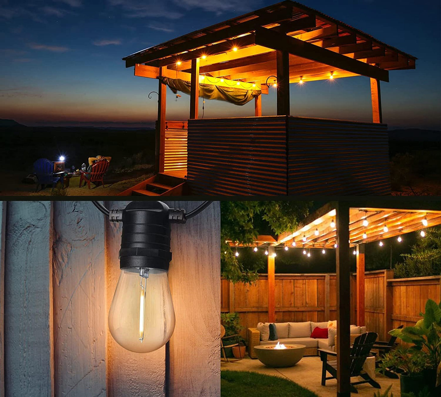 Ghirlanda luminoasa LED, 15 m, cu 15 becuri E27 S14, 12 V, 2700 K, impermeabil IP65, Clasa de energie  A+++