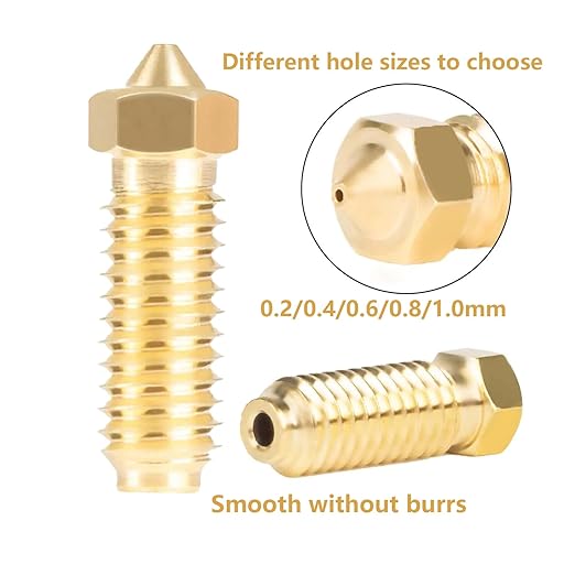 Set de 20 duze extrudare imprimanta 3D Kobra 3, Anycubic Kobra 3, Cobra 3 Combo, 8 buc 0, 4 mm si 3 cate buc de 0, 2 mm, 0, 6 mm, 0, 8 mm, 1, 0 mm fiecare, filet M6, pentru majoritatea materialelor de imprimare FDM