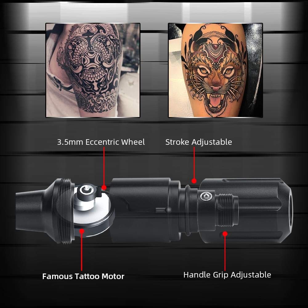 Aparat de tatuaj rotativ profesional 9000 r/min, masina de tatuat din aluminiu, cu cablu RCA, tip stilou