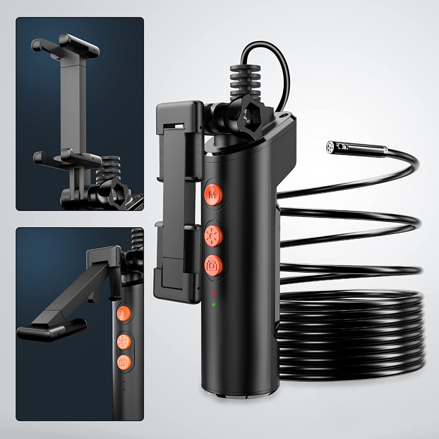 Video endoscop Wifi, camera de inspectie cu camera duala frontal si lateral, 1080P HD, cu lumini LED, impermeabila IP68, pentru smartphone Android, iPhone
